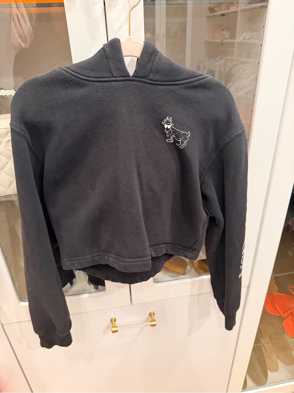 Girl’s Goat Black Cropped Hoodie Sweatshirt